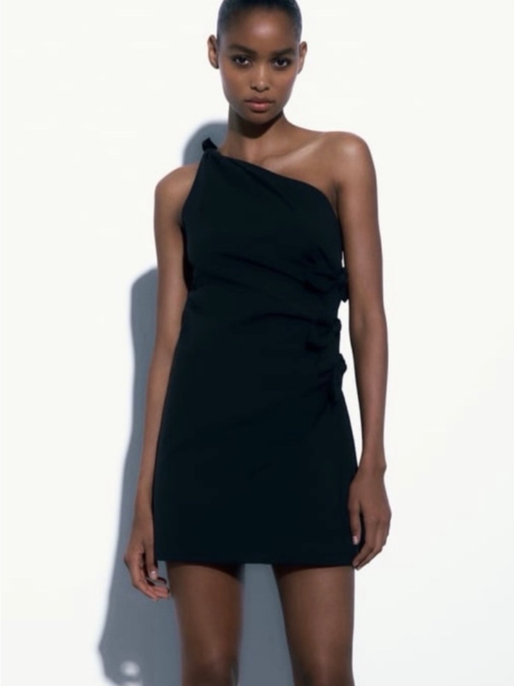 Zara One-Shoulder Black Mini Dress